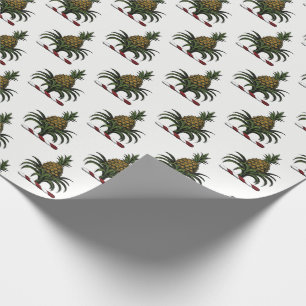 Papier Cadeau Préppy Heraldic Crest couleur ananas RWT