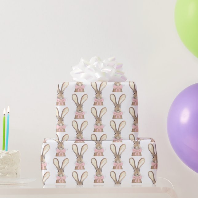 Papier Cadeau Preppy Little Rose Bow Baby Girl Rabbit Coquette (Cadeaux de fête)