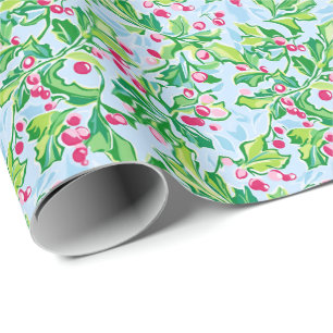 Papier Cadeau Preppy Palm Beach Christmas Holly