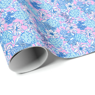 Papier Cadeau Preppy Palm Beach Imprimer Lavande & Tortues Bleue