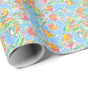 Papier Cadeau Preppy Palm Beach Imprimer Pastel Oranges