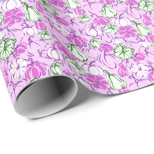 Papier Cadeau Preppy Palm Beach Print Lavender & Green Citrouill