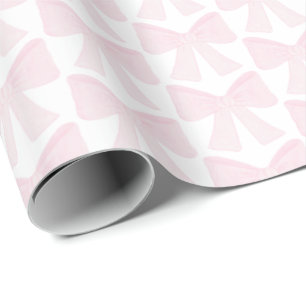 Papier Cadeau Preppy Pink Bow Grandmillennial Premier anniversai