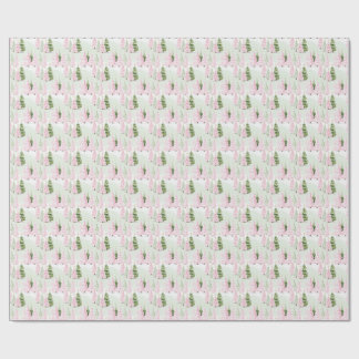 Papier Cadeau Preppy Pink Christmas Trees