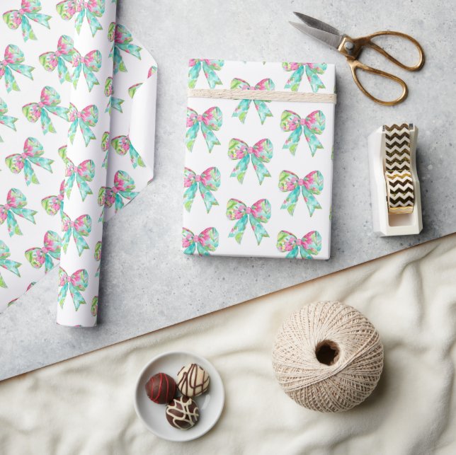 Papier Cadeau Préppy - Vaches rose et verte (Artisanat)