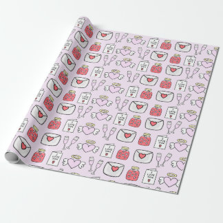 Papier Cadeau Préppy Valentines Icônes Papier à enveloppement ro