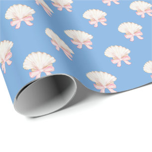 Papier Cadeau Preppy Watercolor Seashells Beach Party