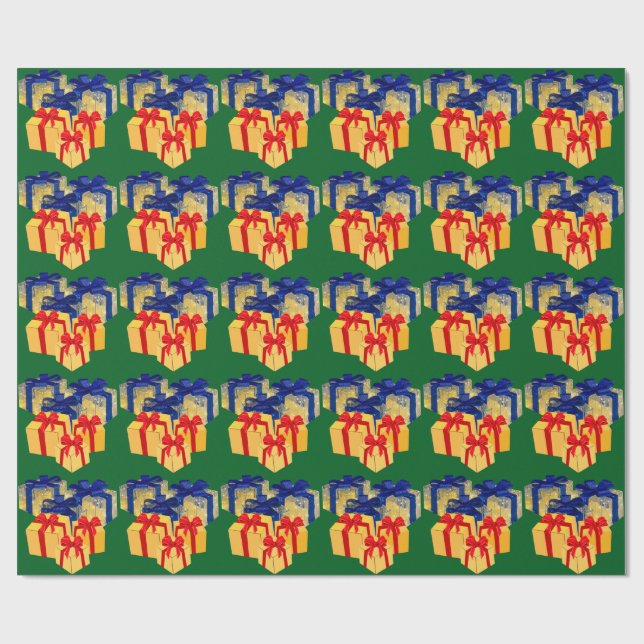 Papier Cadeau Présente le papier d'emballage vert (Plat)