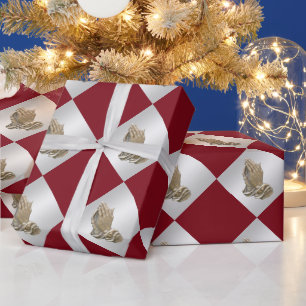 Papier Cadeau Prêter main faux marron d'argent religieux