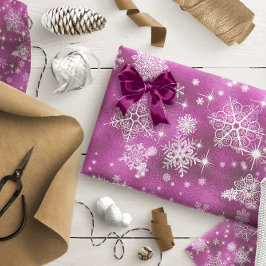 Papier Cadeau Prettiest Snowflakes Motif Orchid rose ID846