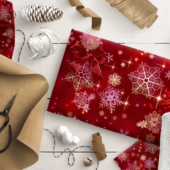 Papier Cadeau Prettiest Snowflakes Motif Red ID846 (Créateur téléchargé)