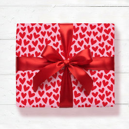 Papier Cadeau Pretty Love Heart Pattern Pink Red Valentine