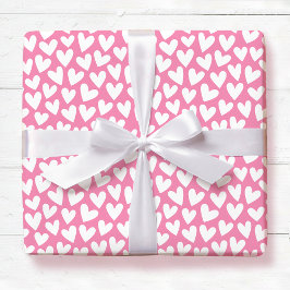 Papier Cadeau Pretty Love Heart Pattern Pink White Valentine