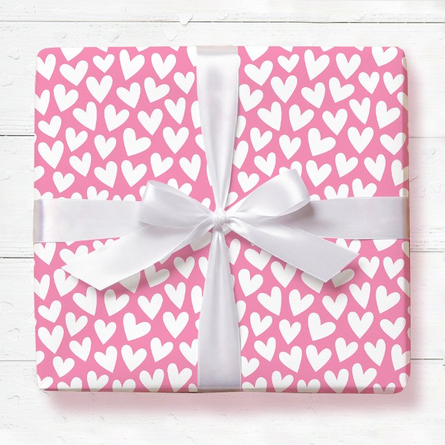 Papier Cadeau Pretty Love Heart Pattern Pink White Valentine (Créateur téléchargé)