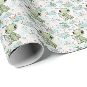 Papier Cadeau Prière Mantis Baby Pastel Motif d'aquarelle