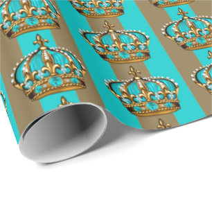 Papier Cadeau Prince Crown d'or de bleu de turquoise