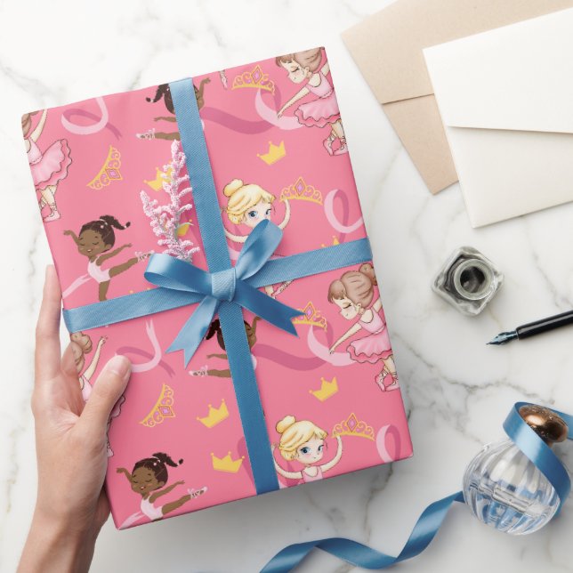 Papier Cadeau Princesse Ballerina anniversaire fille emballage p (Cadeaux)