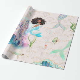Papier Cadeau Princesse de la sirène noire | Sous la mer