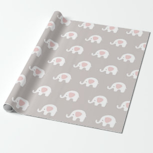 Papier Cadeau Princesse grise blanche rose Elephant New Baby