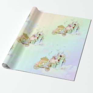 Papier Cadeau Princesse magique Castle Carriage d'arc-en-ciel