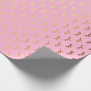 Papier Cadeau Princesse Pastel Rose Diadem Couronne Or