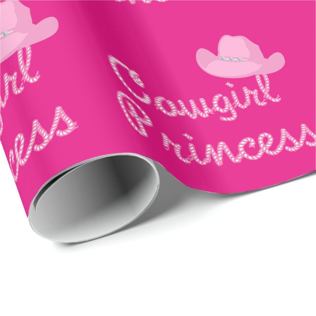 Papier Cadeau Princesse With Pink Hat de cow-girl (Coin rond)