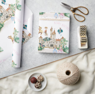 Papier Cadeau Princesses, Chevaliers et Dragons Fairy Tale Anniv