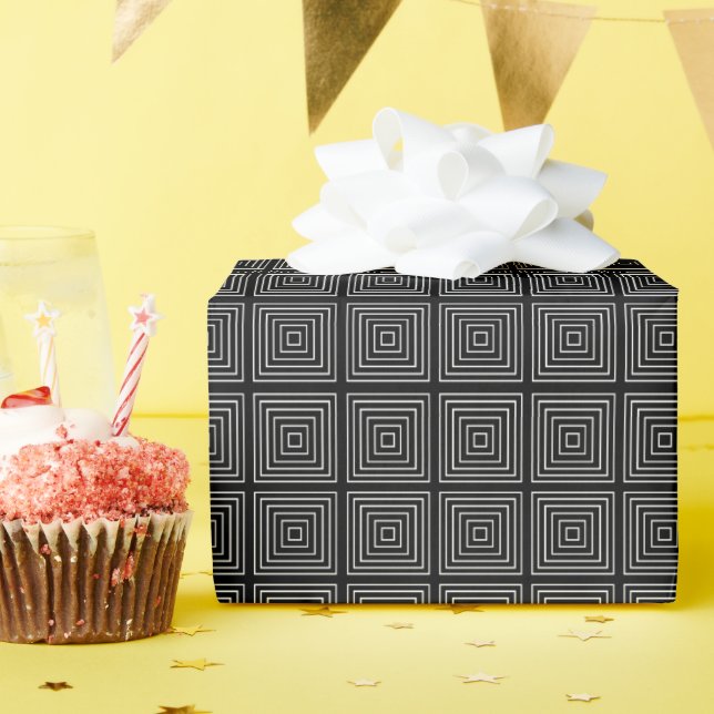Papier Cadeau Prises carrés Noir Blanc (Fête d'anniversaire)
