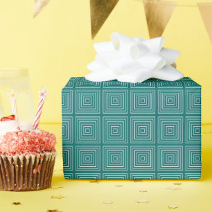 Papier Cadeau Prises carrés Turquoise Blanc