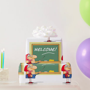 Papier Cadeau Professeur de dessin animé drôle Bienvenue au reto