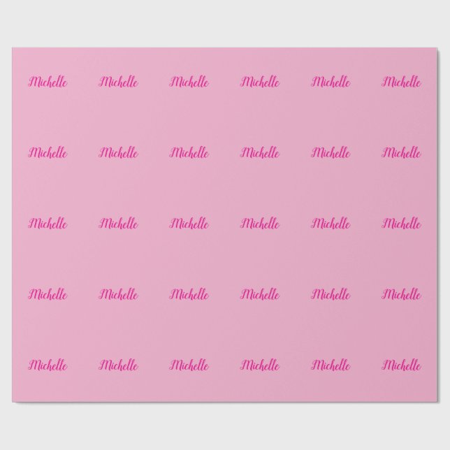Papier Cadeau Professional modern handwriting name pink white (Plat)