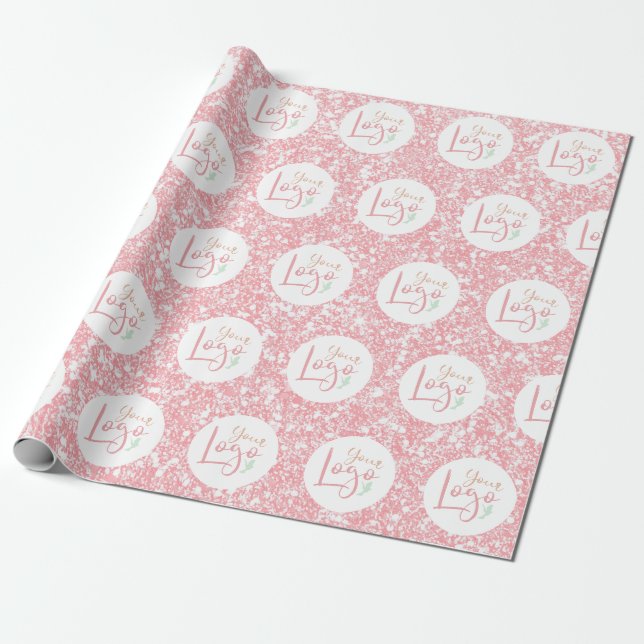 Papier Cadeau Promo de Parties scintillant rose du logo de votre (Déroulé)