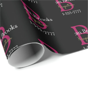 Papier Cadeau Promo Entreprise, Nom, Monogramme & Titre sur Fond