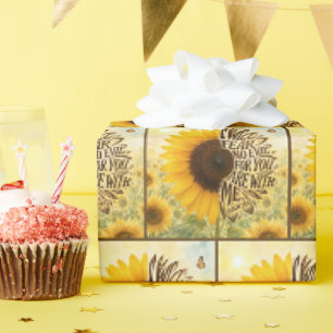 Papier Cadeau Psaume 23:4 Tournesol jaune