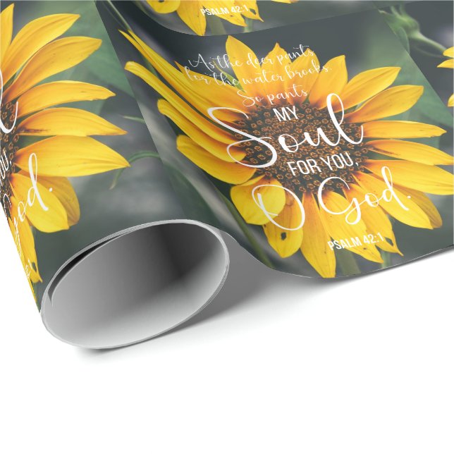 Papier Cadeau Psaume 42:1 Tournesol Chrétien des Pantalons de Ce (Coin rond)