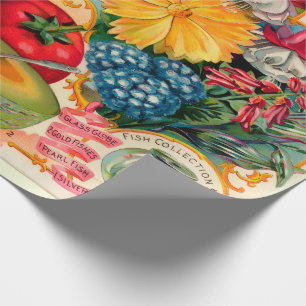 Papier Cadeau Publicité ancienne pour graines de légumes fruits 