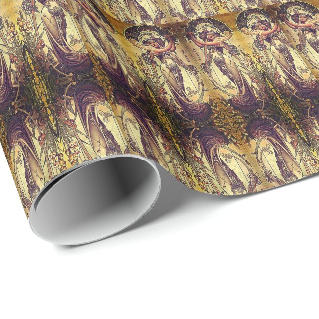 Papier Cadeau Publicité Art nouveau femme élégant Hingre (Coin rond)