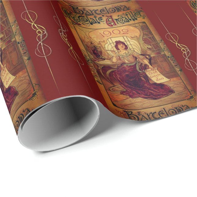 Papier Cadeau Publicité au chocolat pour femme victorienne (Coin rond)