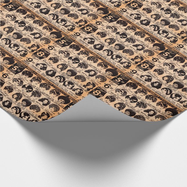 Papier Cadeau publicité pour perruques au début des années 1970 (Coin)