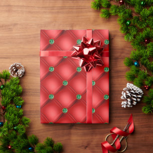 Papier Cadeau Puffy de Noël courbé rouge et vert