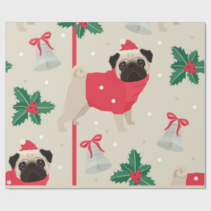 Papier Cadeau Pug de Christmas