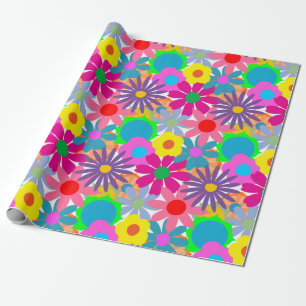 Papier Cadeau Puissance des fleurs des années 1970