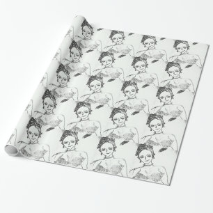 Papier Cadeau punk girl...je ne suis qu'une petite fille américa