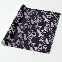 Purple Améthyste Black Foils Hummingbird Fleurs