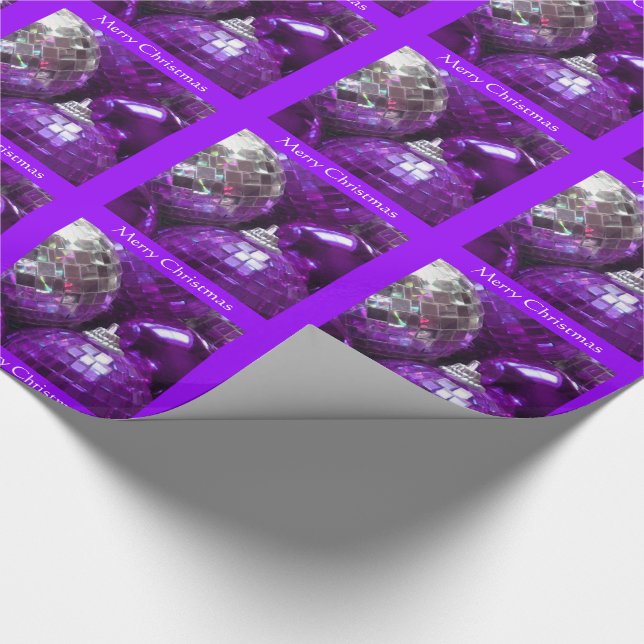 Papier Cadeau Purple Baubles Joyeux papier d'emballage de Noël (Coin)