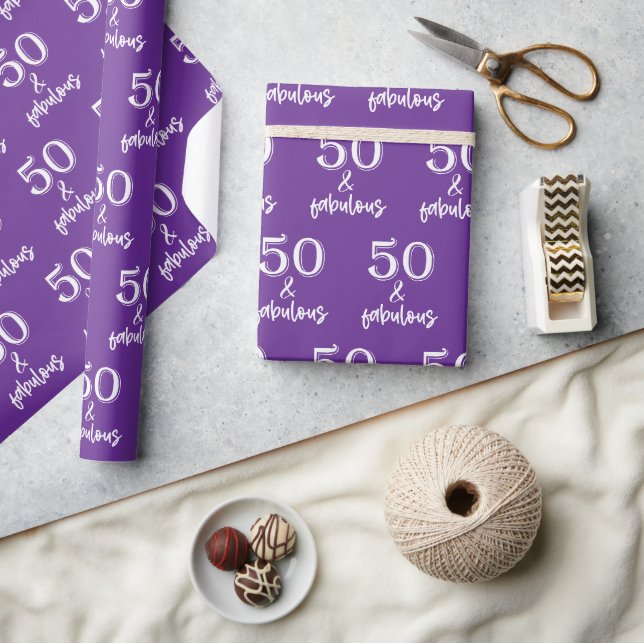 Papier Cadeau Purple Cinquante et fabuleux 50e anniversaire (Artisanat)