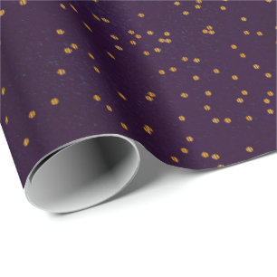 Papier Cadeau Purple de prune mouchetée avec points de confetti