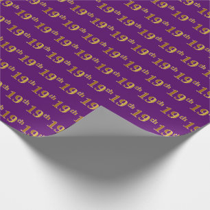 Papier Cadeau Purple, Faux Gold 19th (dix-neuvième) Event