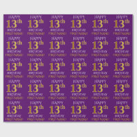 Purple, Faux Gold "HEUREUX 13e anniversaire"