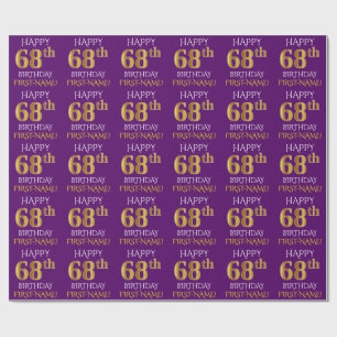 Papier Cadeau Purple, Faux Gold "HEUREUX 68e anniversaire"